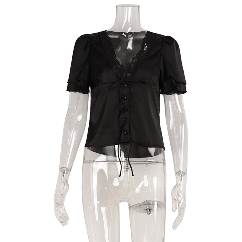 Women's SOERA Beatrice Lace-Up Patchwork Blouse