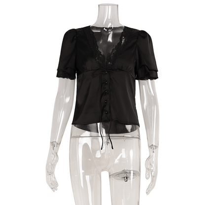 Women's SOERA Beatrice Lace-Up Patchwork Blouse