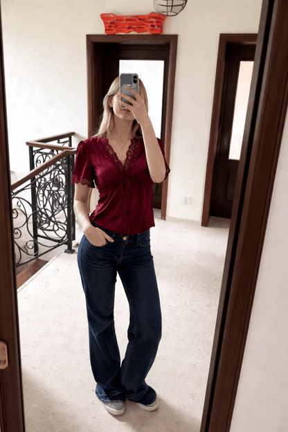 Women's SOERA Beatrice Lace-Up Patchwork Blouse
