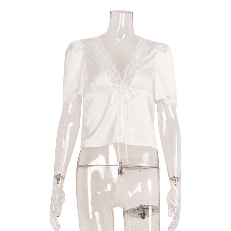 Women's SOERA Beatrice Lace-Up Patchwork Blouse