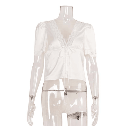 Women's SOERA Beatrice Lace-Up Patchwork Blouse