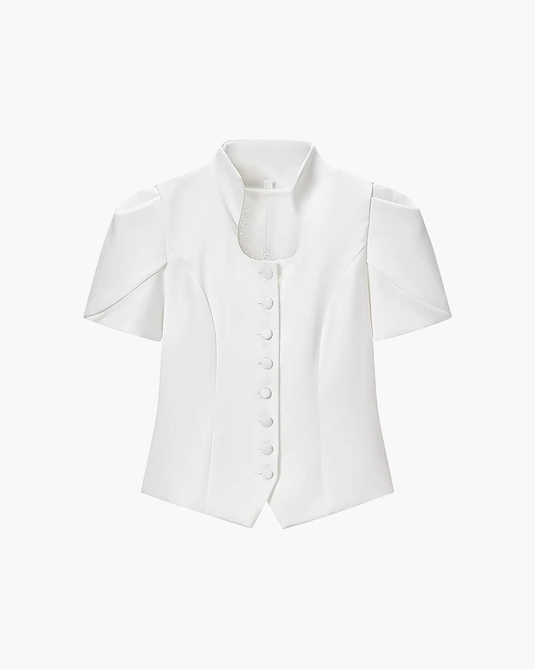 Women's SOERA Bianca Button Front Stand Collar Top