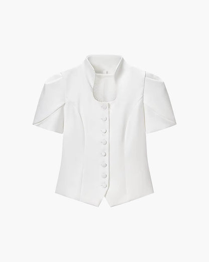 Women's SOERA Bianca Button Front Stand Collar Top