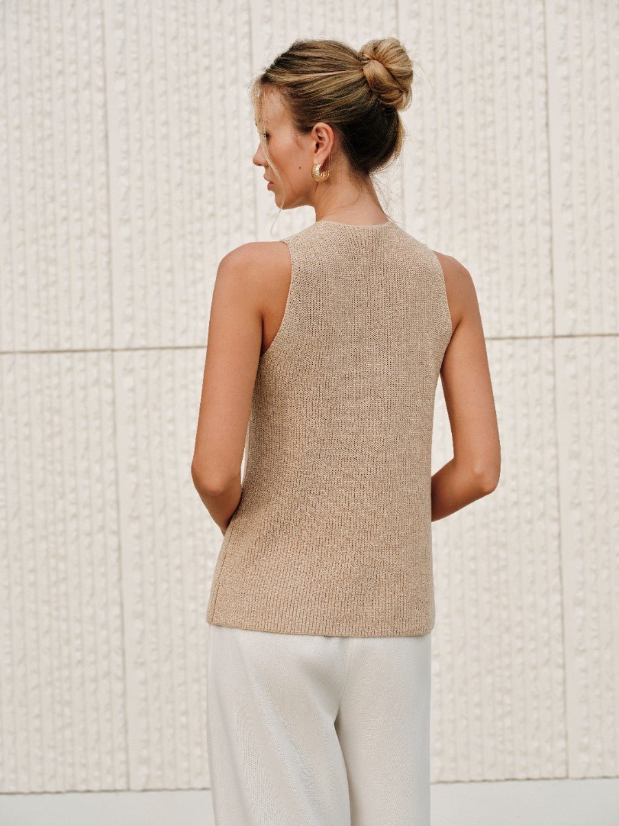 Women's SOERA Ginny Halter Cross-Over Collar Tank Top