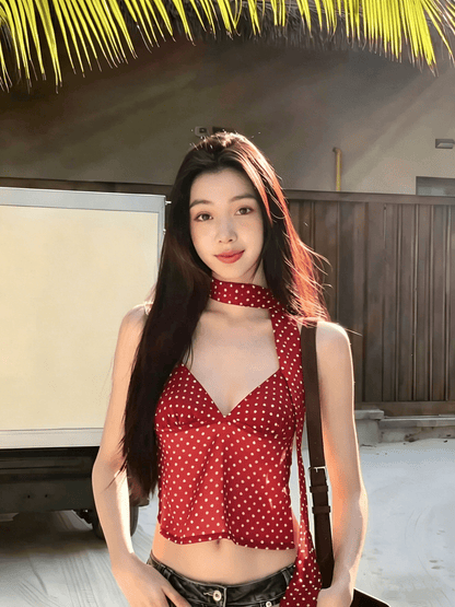 Women's SOERA Ruffa Polka Dot Backless Cami Top
