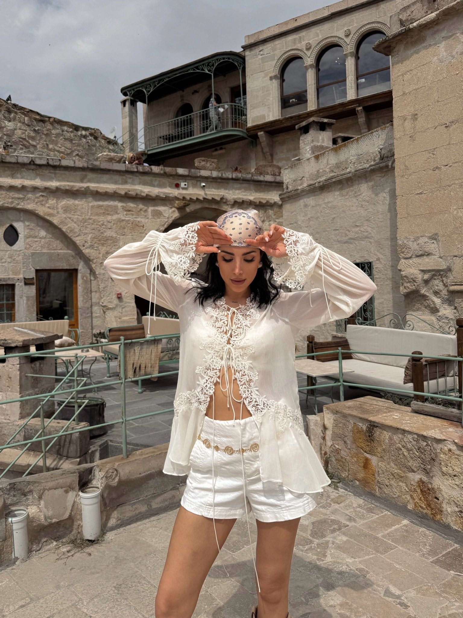 Women's SOERA Simone Front-Tie Lace Appliqué Top