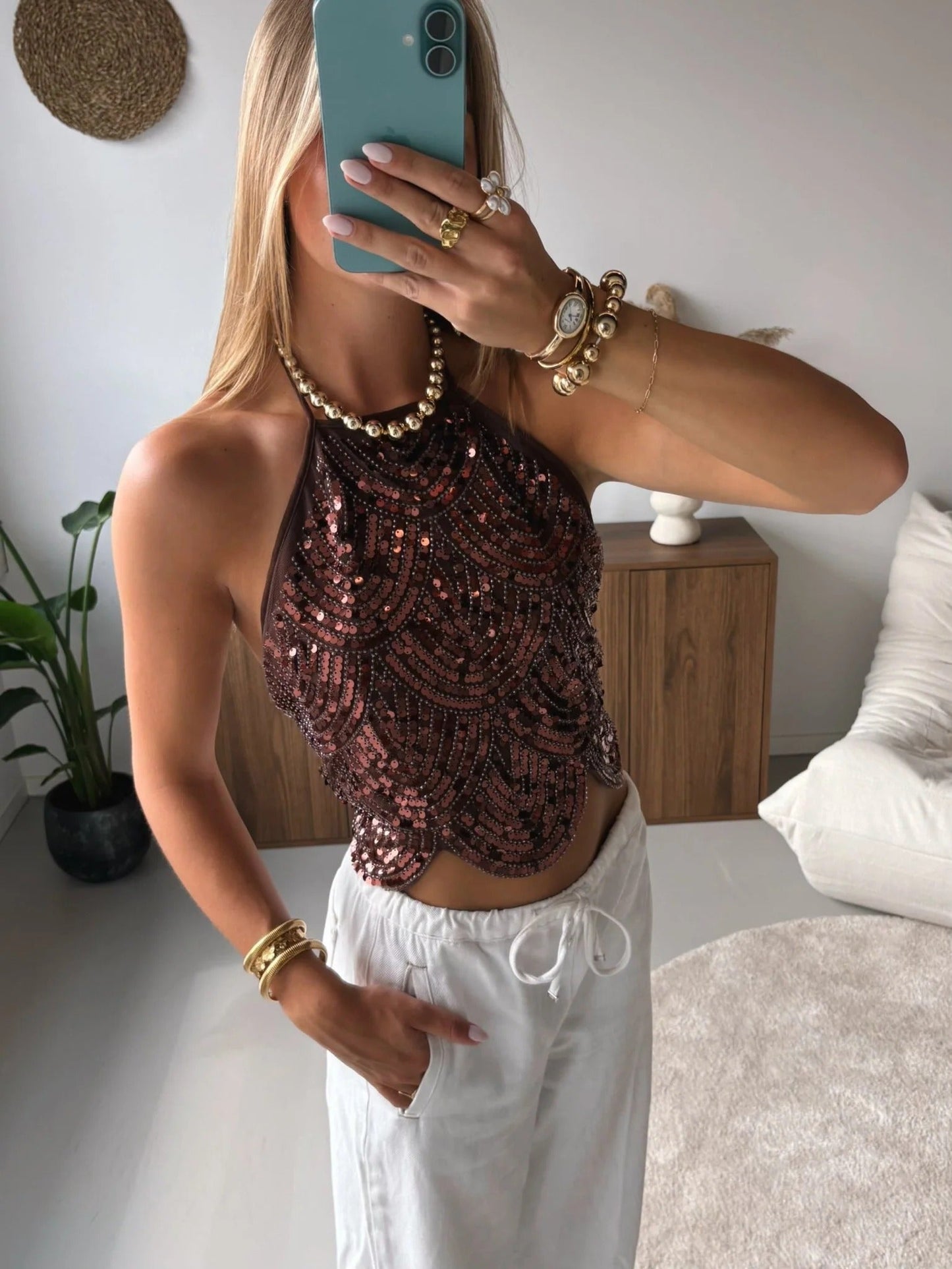 Women's SOERA Sophia Sequin Halter Top